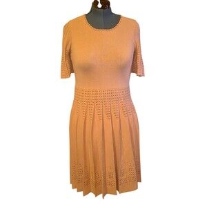 Harkel ‘Matilda’ Fit & Flare Peach Pleated Skirt Dress UK Brand Classic Size 10